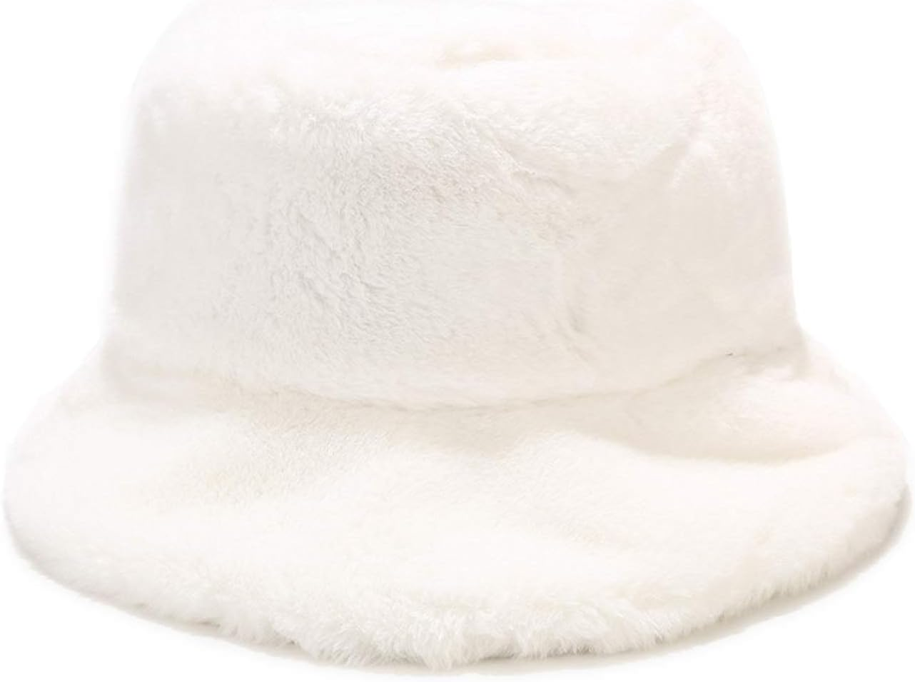 Fluffy Faux Fur Bucket Hat Winter Warm Hat for Women Men
