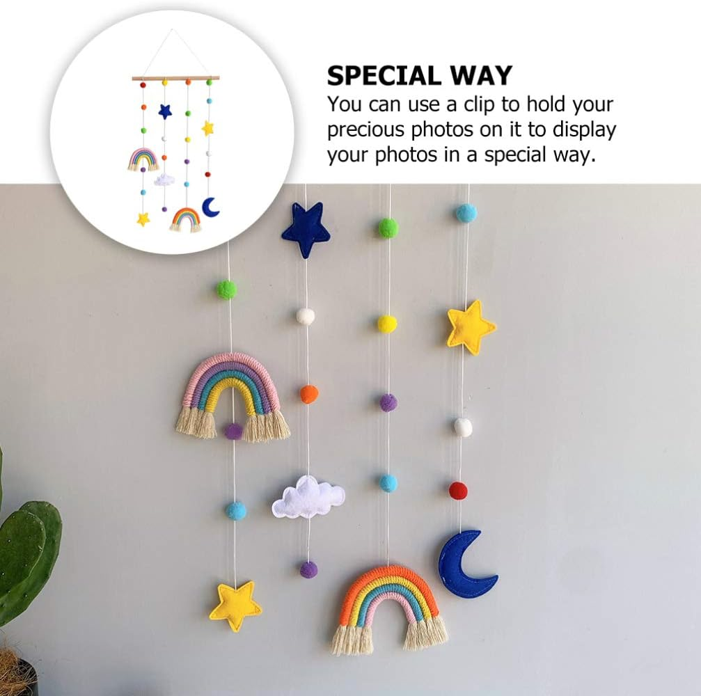 KESYOO Hanging Photo Display Wall Hanging Decorations Baby Nursery Ceiling Mobile Cloud Star Moon Hanging Ornament Baby Shower Kids Room Hanging Decorations image number 4
