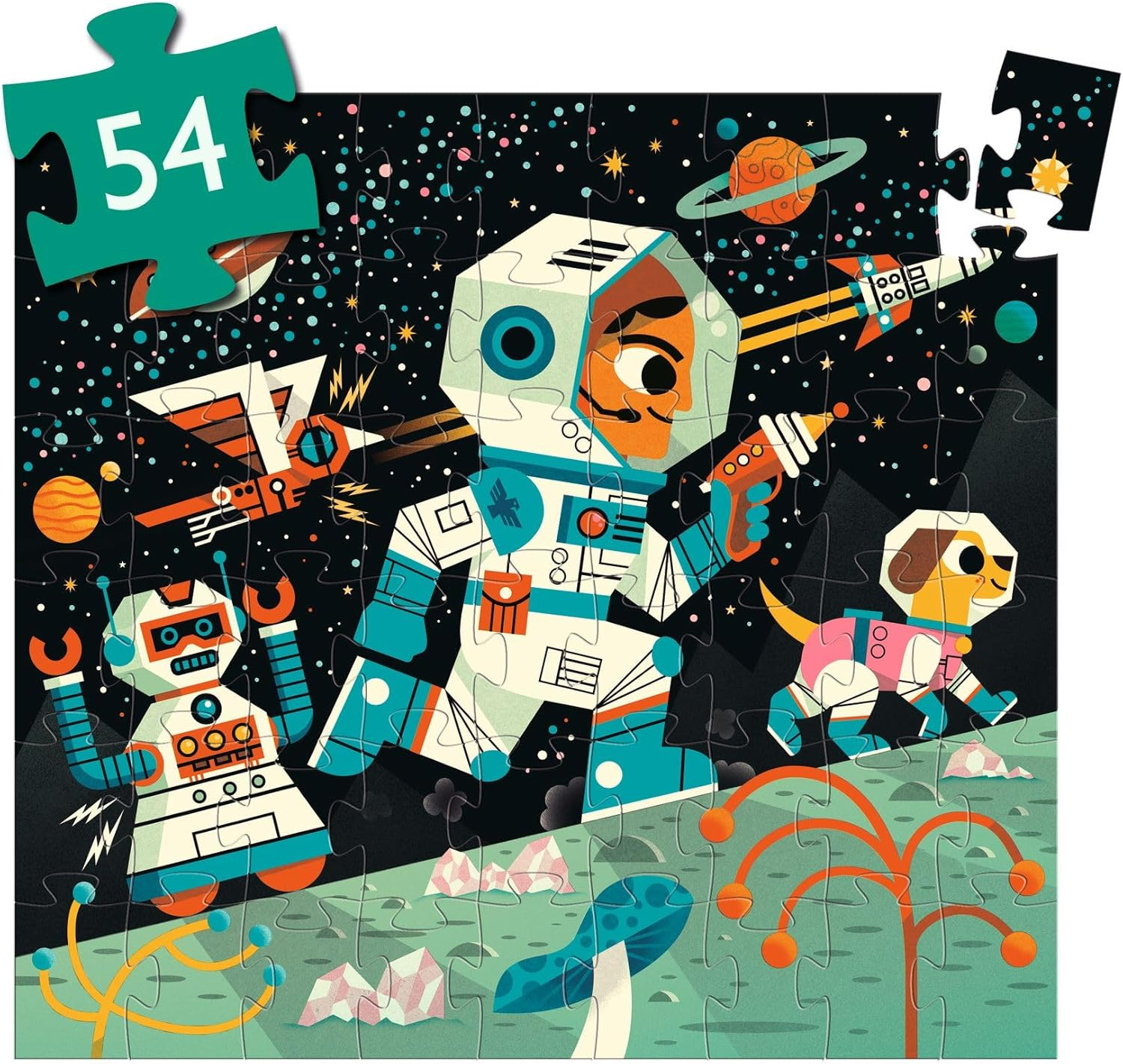 Djeco DJ07291 Space Station 54 Pc Silhouette Jigsaw Puzzle image number 4