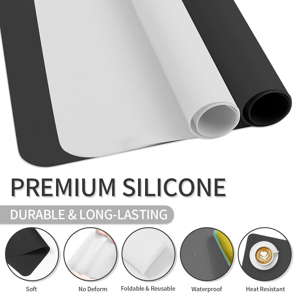 Silicone Mats 2 Pack Large Nonstick Silicone Sheet for Resin Jewelry Casting DIY Art Nail Painting Multipurpose Table Protector Placemat, 15.75" X 11.81"