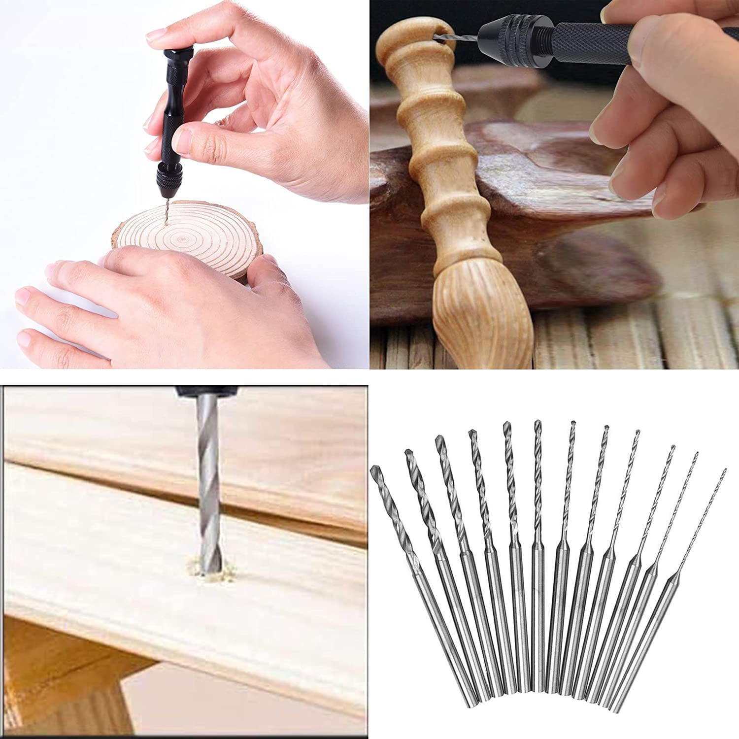 12Pcs Mini Twist Drill Bit Set, Micro Engraving Drill Bits, HSS 2.35Mm Shank Titanium Coated 0.5Mm to 2.0Mm Tiny Drill Bit Hole Drilling Tool for DIY Resin Jewelry Amber Beads image number 3