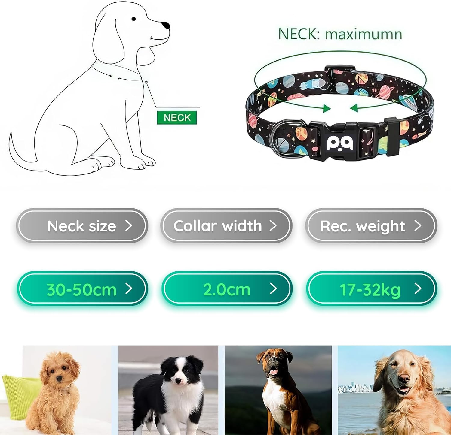 RTRTGS Dog Collar, Dog Collar for Puppies, Small, Medium, Large Dogs, Patterned Dog Collars, Adjustable, Robust Dog Collar image number 6