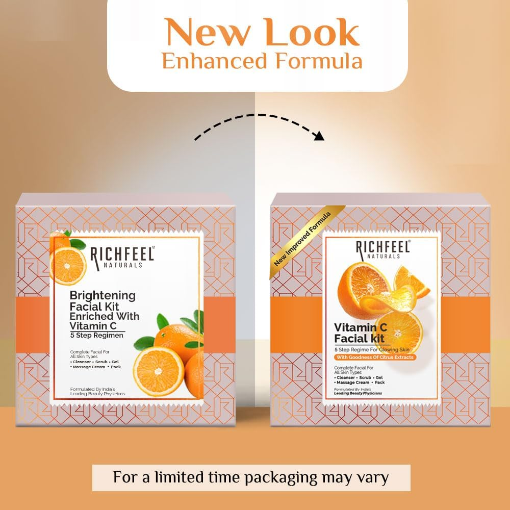 Richfeel Brightening Facial Kit with Vitamin C | for Glowing Skin | Tan Removal| 30 G image number 5
