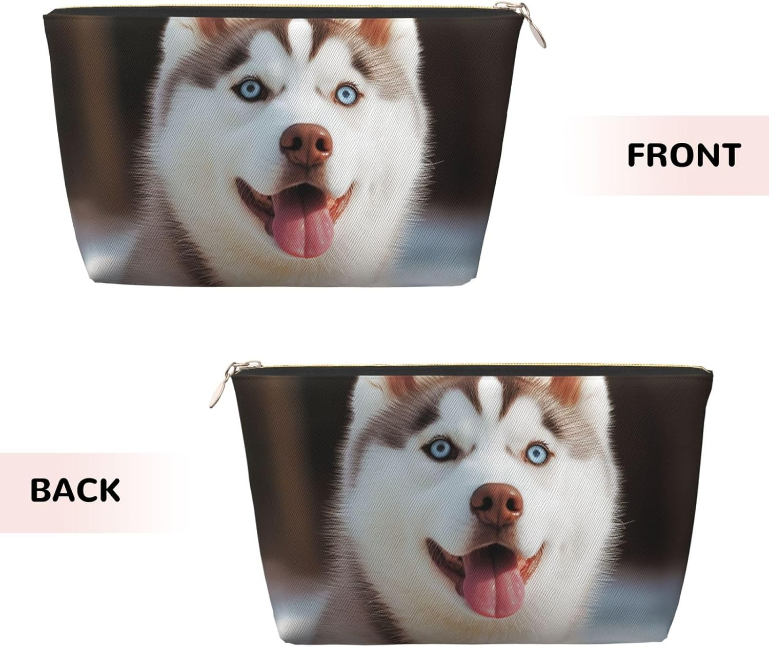 SDTYKHJ Large Capacity Makeup Bag for Women, Waterproof Portable Shaving Bag, Small Toiletry Bag, Husky, Spicy Dog Leather, Travel Cosmetic Organizer Bags, Gold, One Size image number 5