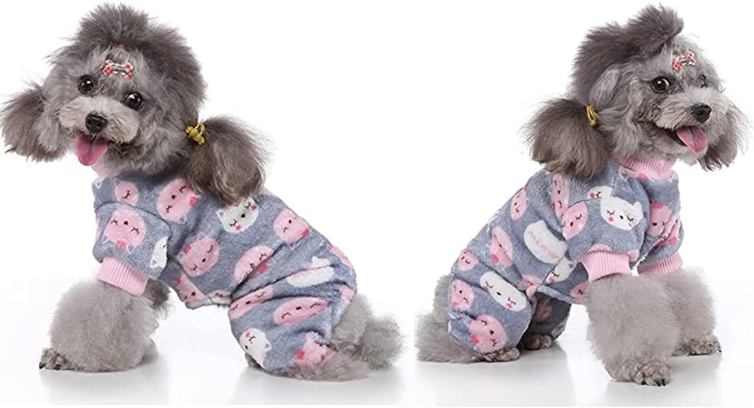 2 Pack Dog Sweaters for Small Dogs Boy Girl Fleece Puppy Pjs Jammies 4 Leg Dog Clothes for Chihuahua Yorkie Winter Warm Onesies Jumpsuit Clothing for Pet Dogs Male Female (Medium Bust 14.5") image number 5