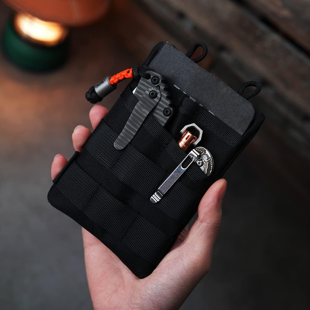 VIPERADE VE3-P Pocket Organizer Pouch, EDC Pocket Organizer Men with DIY Patches Area, EDC Organizer Pouch with 4 Tool Storage EDC Pouch for Flashlight, Pocket Knife, EDC Pen, EDC Gear (Black)