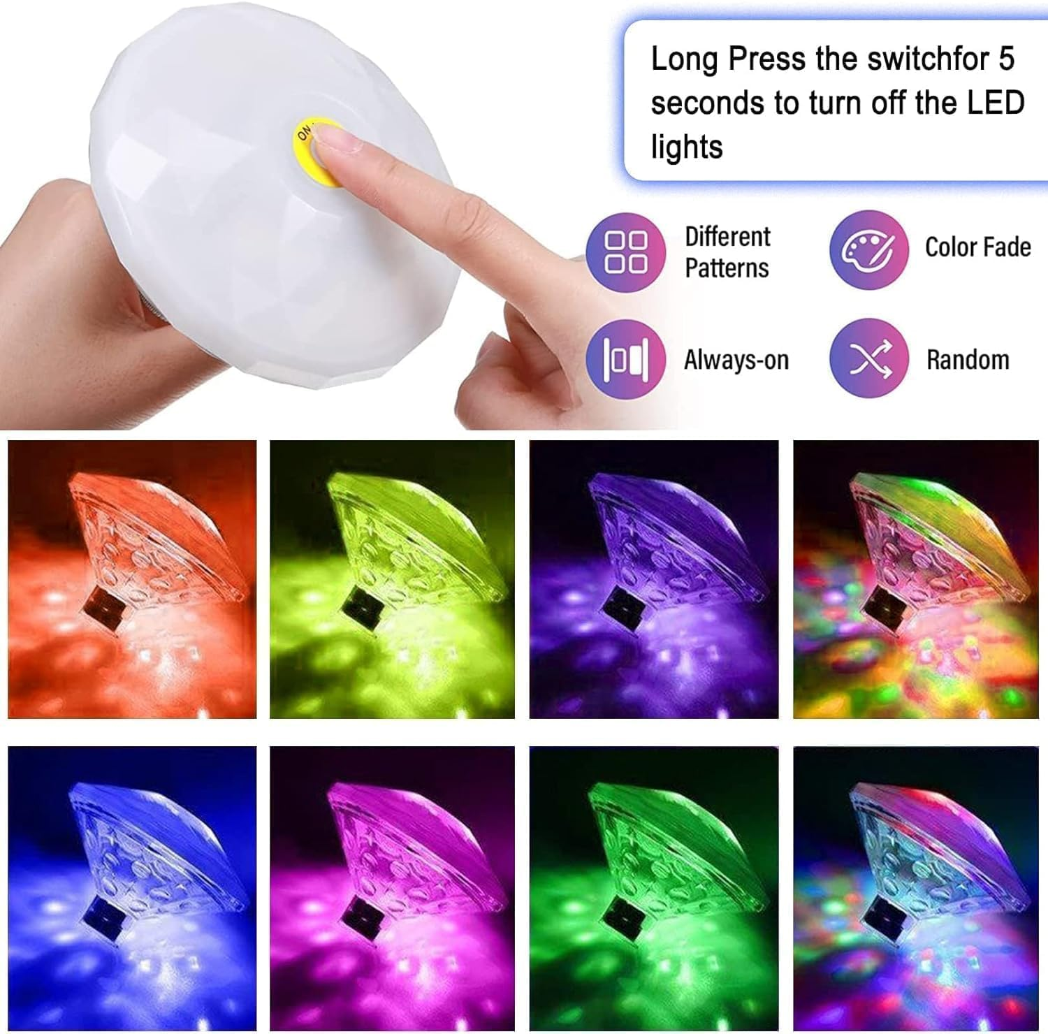 Floating Pool Lights, LED Color Changing with 8 Modes, IP67 Waterproof Underwater Lights image number 5
