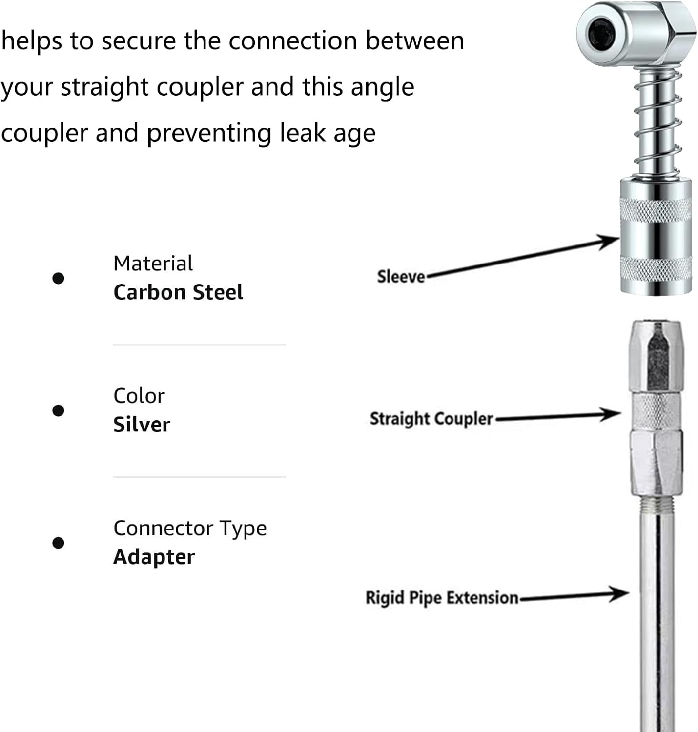 Grease Nozzle Grease, 90 Degree Grease Gun Coupler with Sleeve, Durable 3 Jaw Angle Grease Gun Accessory for Auto, Farm, and Truck image number 5