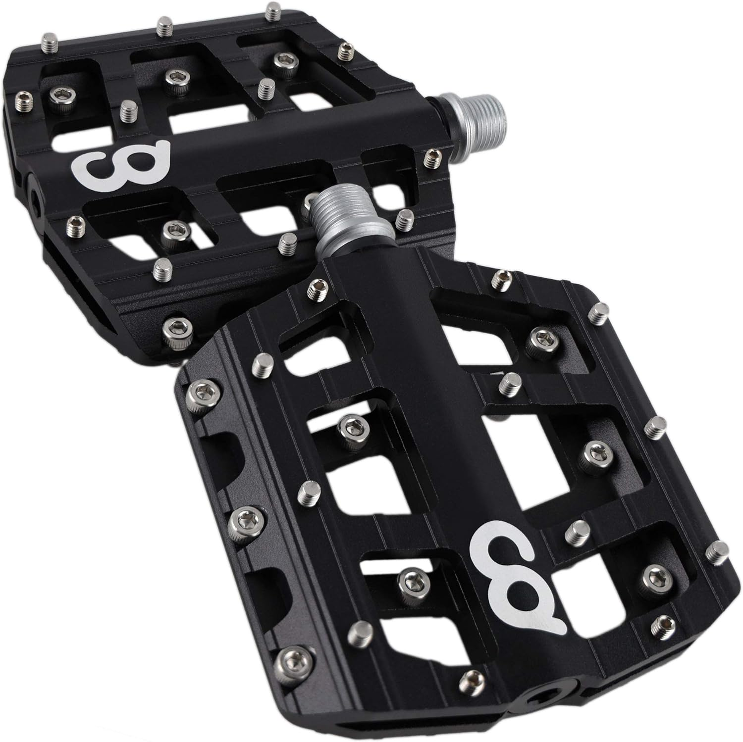 Cyclingdeal Flat Mountain BMX MTB Aluminum Bike Sealed Bearing Pedals - Large Bicycle Platform Pedals 9/16" with Anti-Skid Anti-Slip Nail image number 5