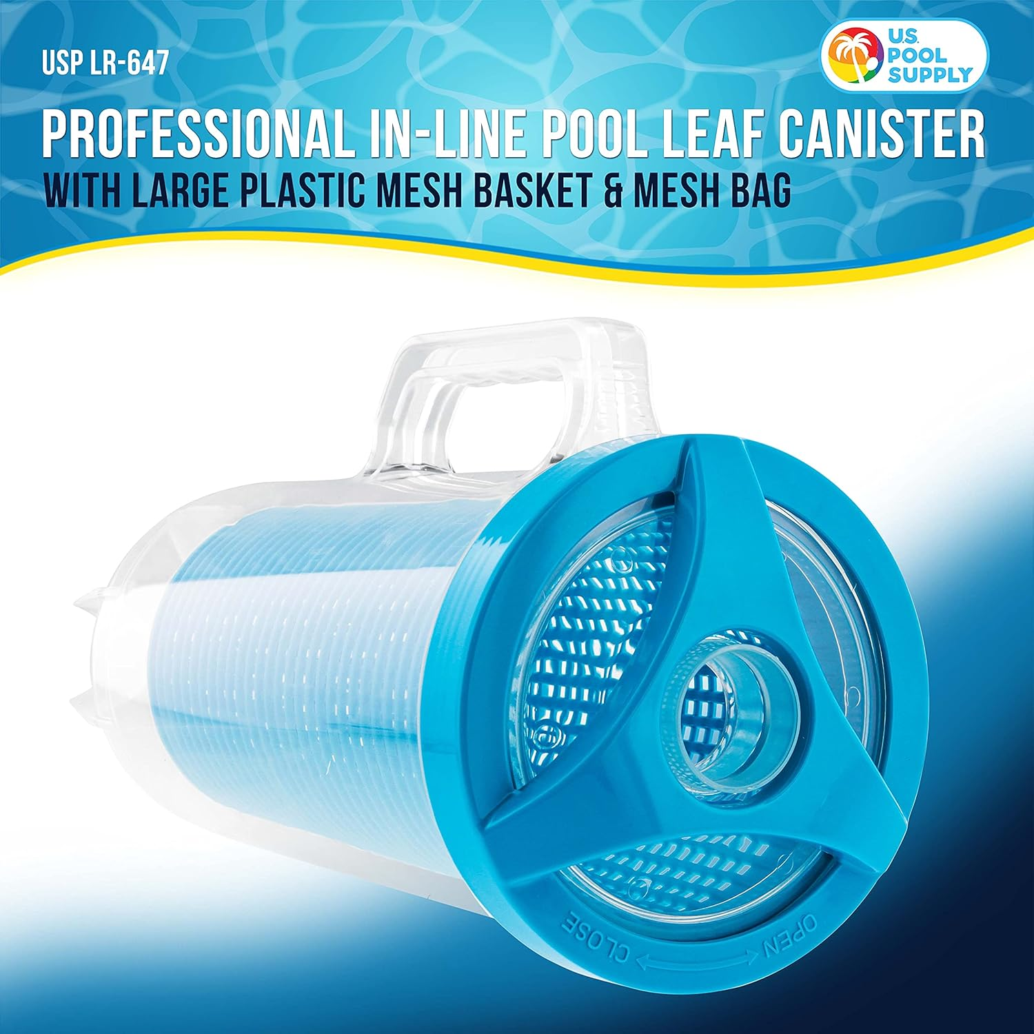U.S. Pool Supply Professional In-Line Pool Leaf Canister with Large Plastic Mesh Basket & Mesh Bag - Fits 1-1/2&rdquo; Swimming Pool Cleaner Vacuum Hose Sections - Skims Leaves, Prevents Filter Clogging image number 3