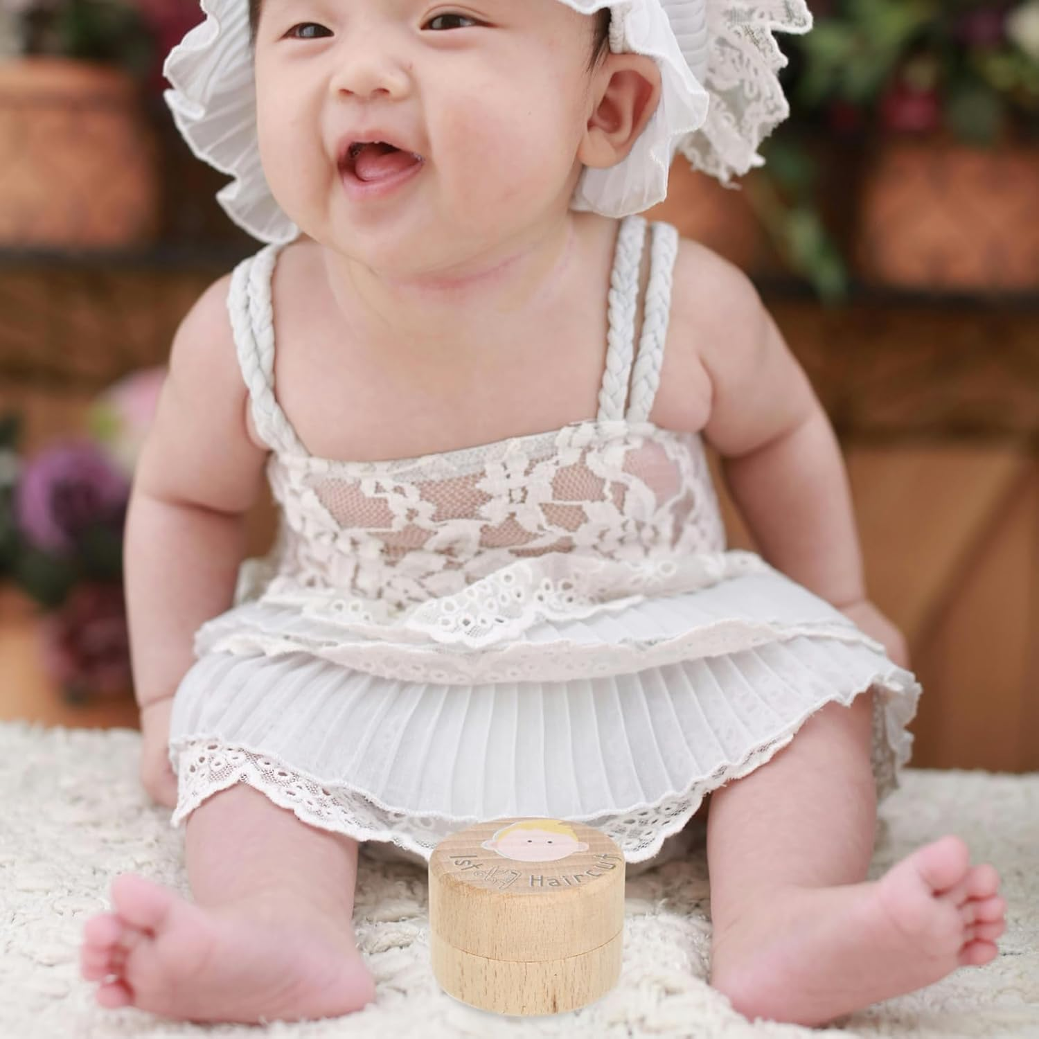 Lanugo Memorial Box Wood Haircut Box for Boy First Childhood Memory Keepsake Case image number 3