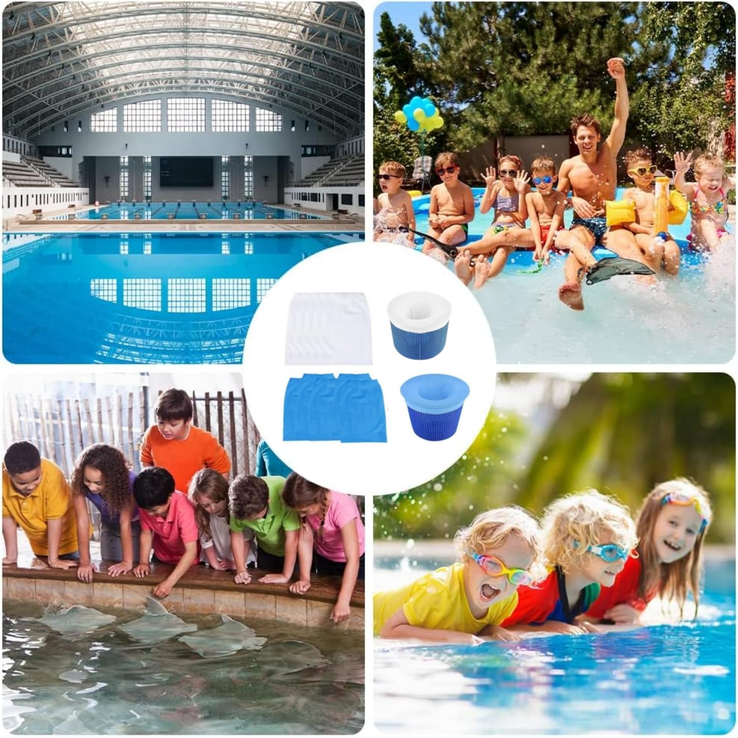 MEZOKUCEL 30 Pcs Reusable Pool Skimmer Socks - Ultra Fine Mesh Filter Socks for Cleaning Debris and Leaves, Fits Skimmer Baskets (White) image number 1