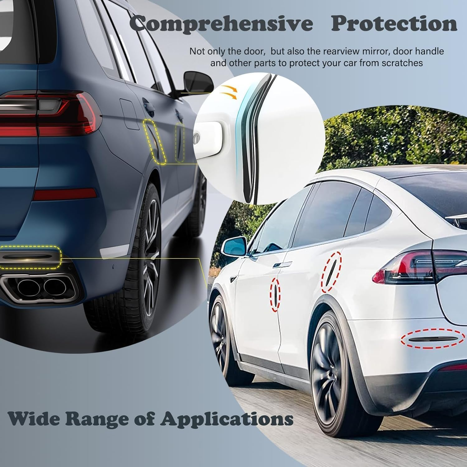 Car Side Door Edge Guards Protector, 10 PCS Anti-Collision Sticker for Auto Door Bumper Edge, Electrostatic Eliminating Strip with Airbag, Universal for All Vehicles (K24-079A-Black)