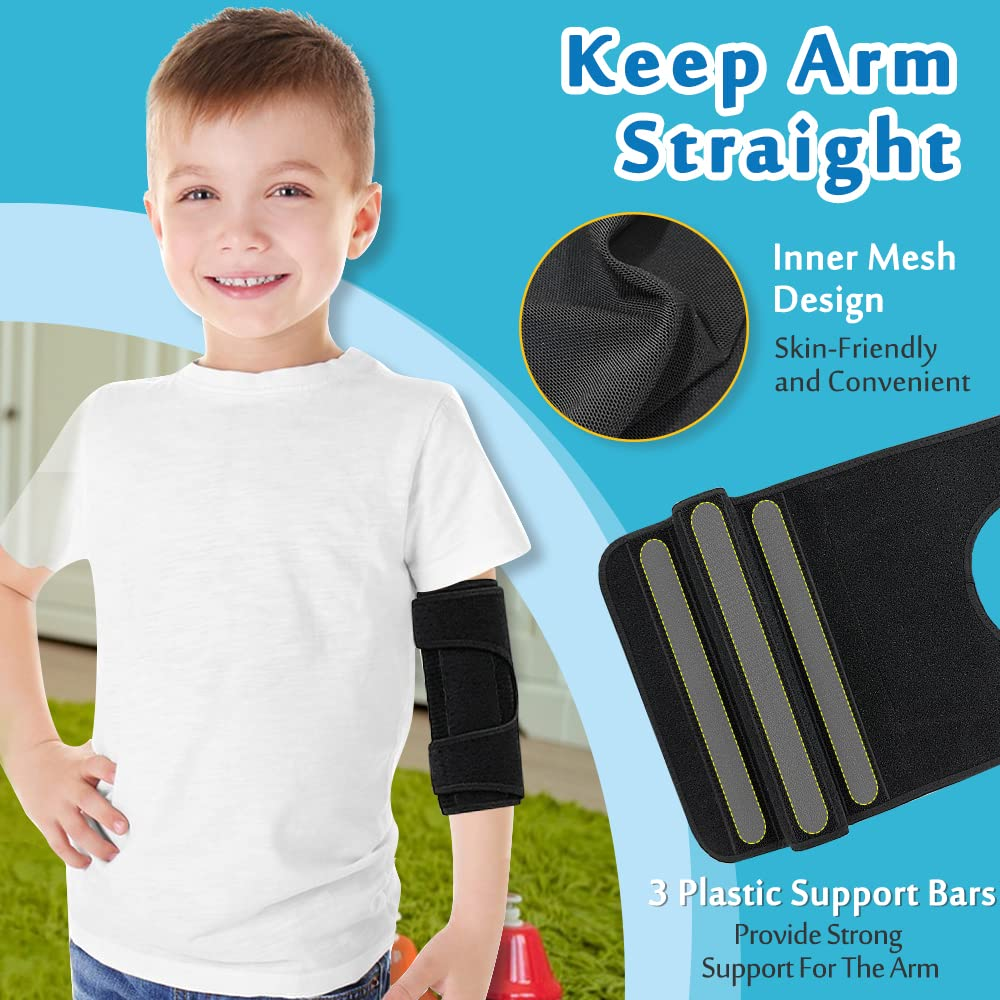 Pediatric Elbow Brace Child Straight Arm Splint Kids Elbow Immobilizer Extension Brace Cubital Tunnel for Sleeping Ulnar Nerve Entrapment Thumb Sucking Stop for Kids Child Restraint Strap image number 3