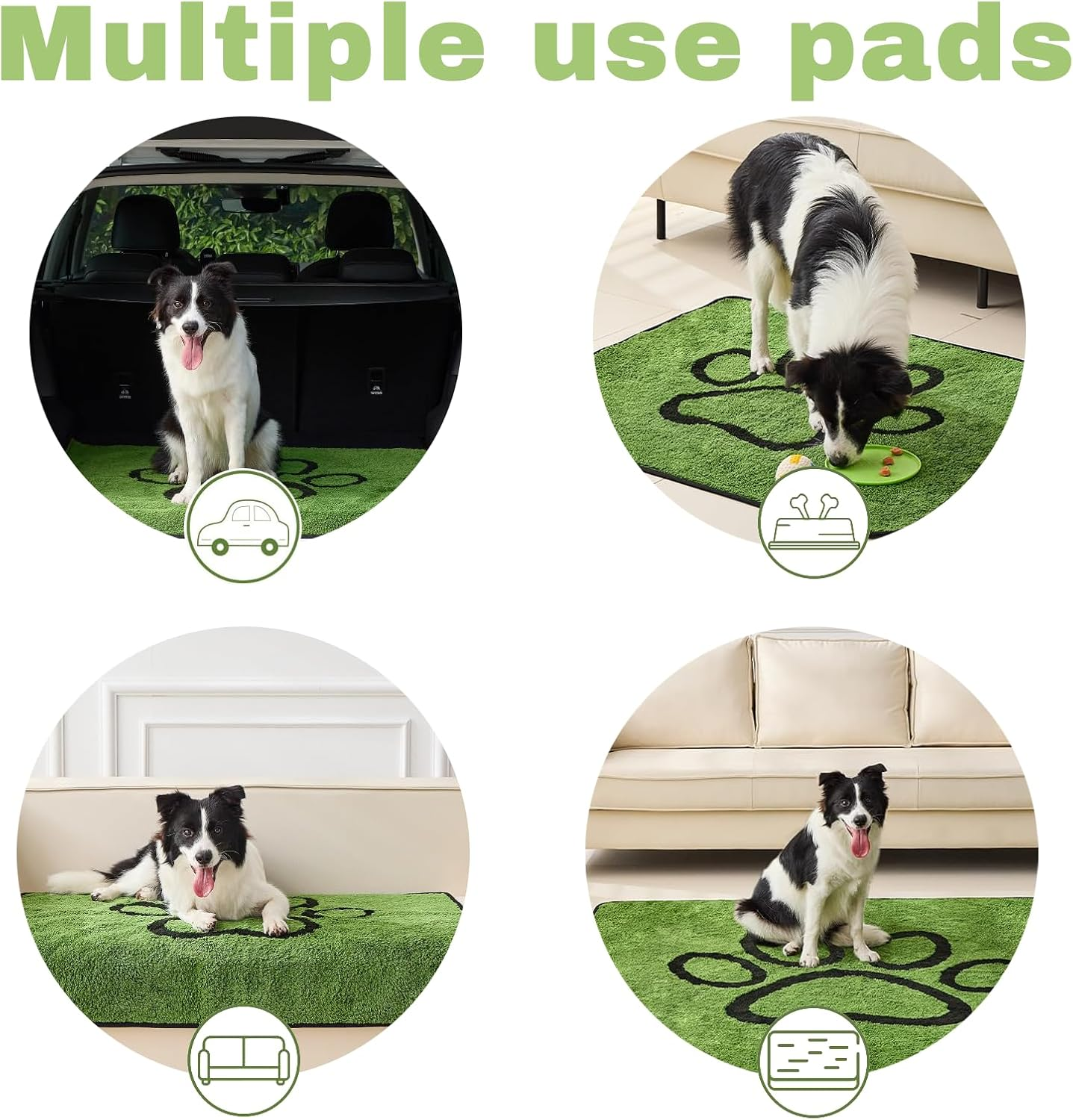 Jeyzuroa 1 Pack Washable Puppy Pads - Super Absorbent Reusable Pee Pads with Green Long Wool for Dog Potty Training (18"X24", Floor/Couch/Bed/Crate) image number 2