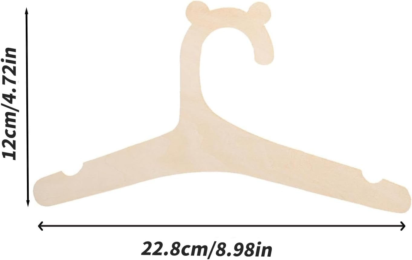 10 PCS Baby Hangers, Baby Coat Hangers, Kids Wooden Hangers, Non-Slip Hangers Newborn, Space Saving Wooden Hangers, Cute Shape Kids Hangers for Clothes, Vests, Blouses and Pants image number 2