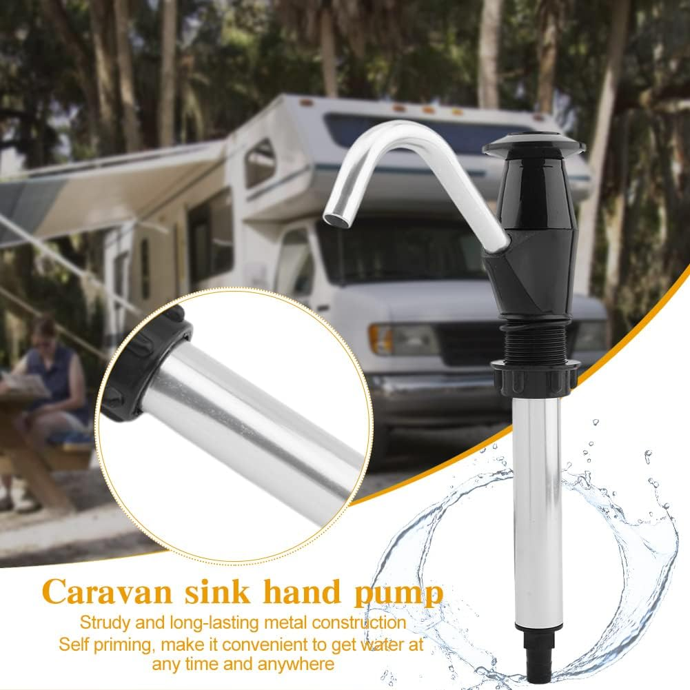 Caravan Sink Water Hand Pump, Hand-Operated Drum Pump, Double Action Camping Trailer Motorhome Replacement Pumping Tool for Camping Trailer, Motorhome, Work Vehicles, Outdoors(Color:Black) - White image number 5