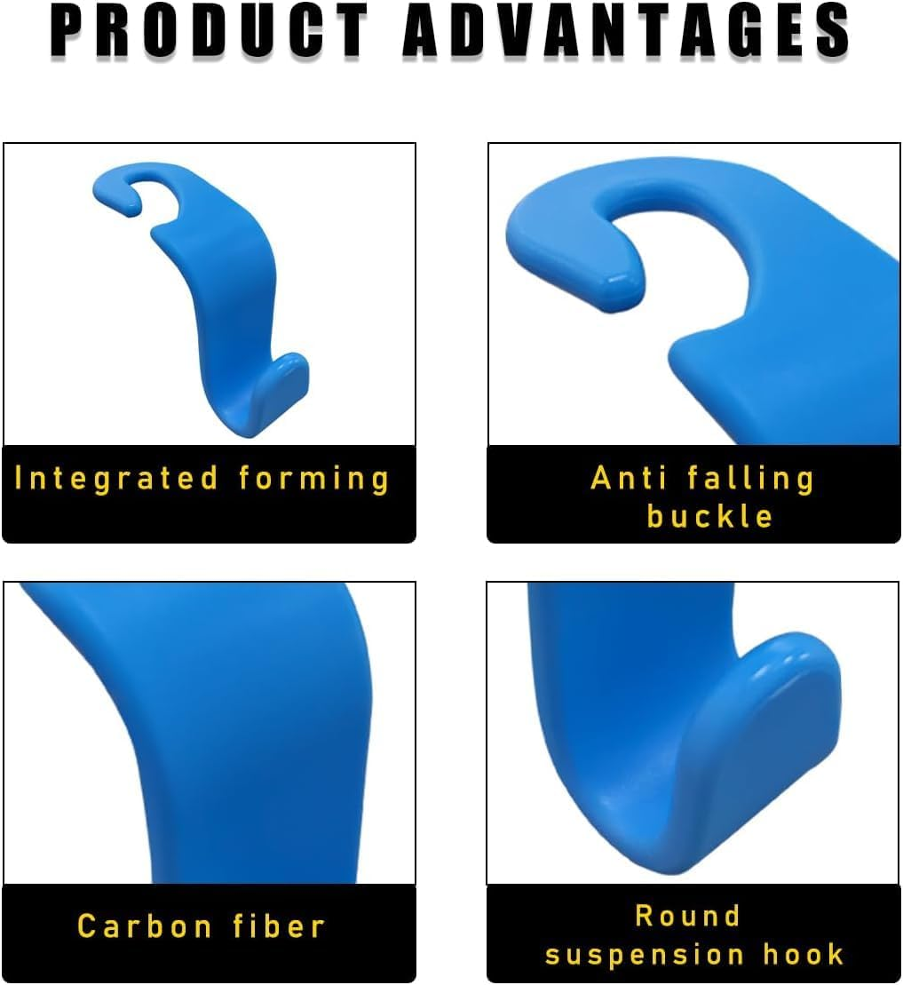 Car Seat Headrest Hook 5 Pack, Multifunctional Auto Seatback Hook Storage Organizer, Vehicle Seat Hanger Holder for Purse Coat Umbrella Grocery Bag, Interior Car Accessories (Blue) image number 6