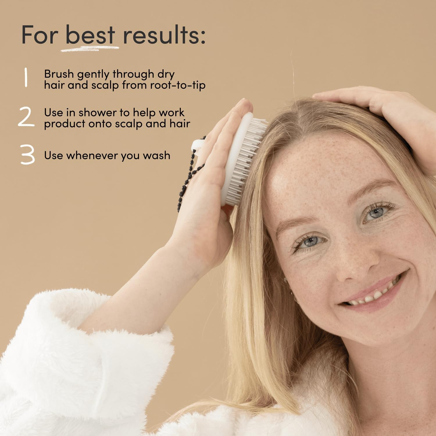 Jupiter Exfoliator Brush for Removing Dandruff & Build-Up - Detangling Scrubber for Wet or Dry Hair - Supports Circulation & Growth - for All Hair Types - Black - Black image number 2