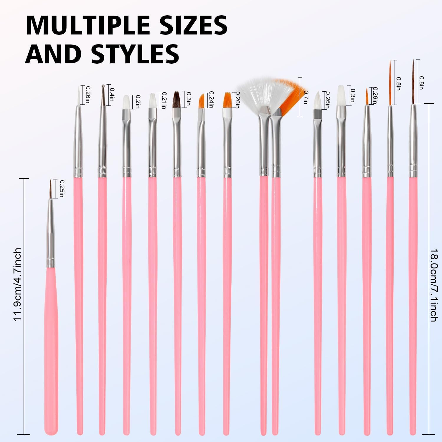 Komall Nail Art Tools, 15PCS Nail Art Brushes, 5PCS Nail Dotting Tool, Aurora Nail Stand, Nail Holder for Painting Nails Home DIY & Salon Supplies image number 3