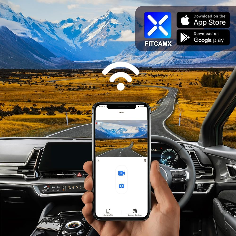 Fitcamx 4K Dash Cam Adapts for Kia Sportage 2022-2025 EX LX X-Line SX X-Pro Prestige (Right Hand Drive Car), OEM Look, 2160P UHD Video Wifi, Loop Recording G-Sensor, Plug & Play, 64GB Card image number 6