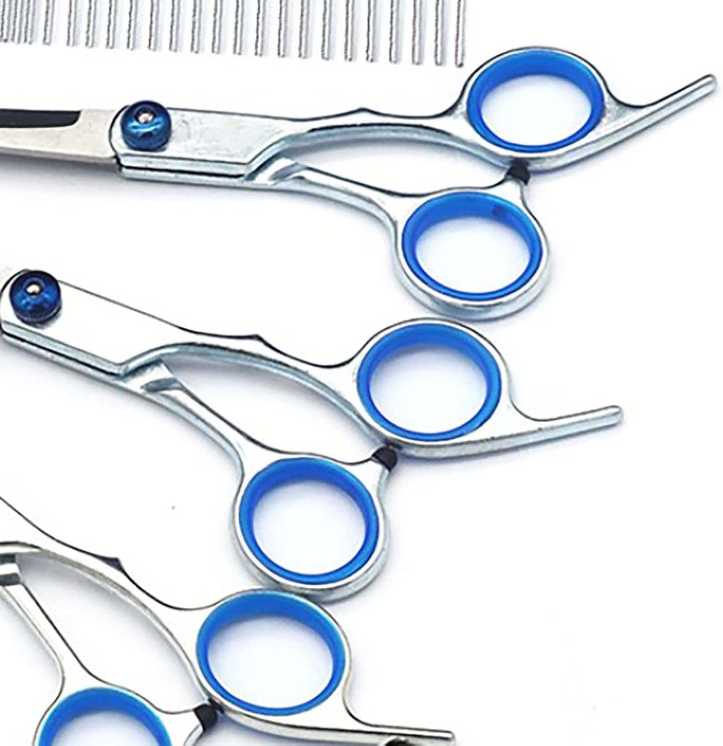 Dog Scissors, Pet Grooming Scissors Set Adjustable Screws Slip Resistance 6 in 1 for Home image number 1