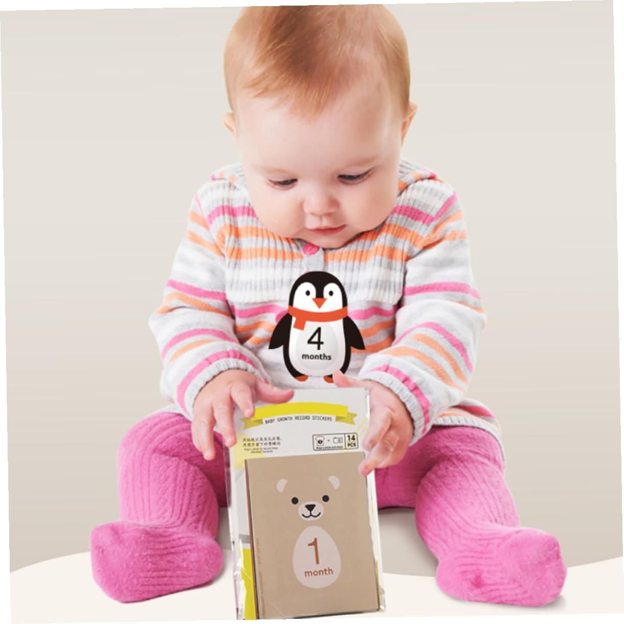 KOMBIUDA 12Pcs Monthly Stickers Animal Design Self-Adhesive Milestone Decals for Newborn Photography Props image number 3