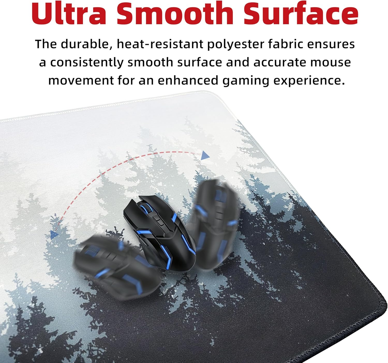 Galdas Gaming Mouse Pad Forest Background Pattern XXL XL Large Mouse Pad Mat Long Extended Mousepad Desk Pad Non-Slip Rubber Mice Pads Stitched Edges Thin Pad (31.5X11.8X0.08 Inch)-Tree - Floral image number 3