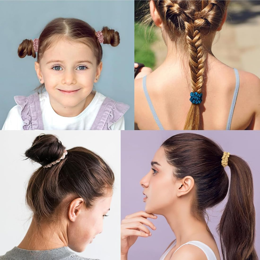 Scrunchies for Women, 4 Pieces Silk Hair Rings Women, Premium Satin Hair Bobbles, Soft Ropes, Ponytail Holder, Women Hair Accessories, Extra Elastic & Strong Hold, No Hair Damage image number 6