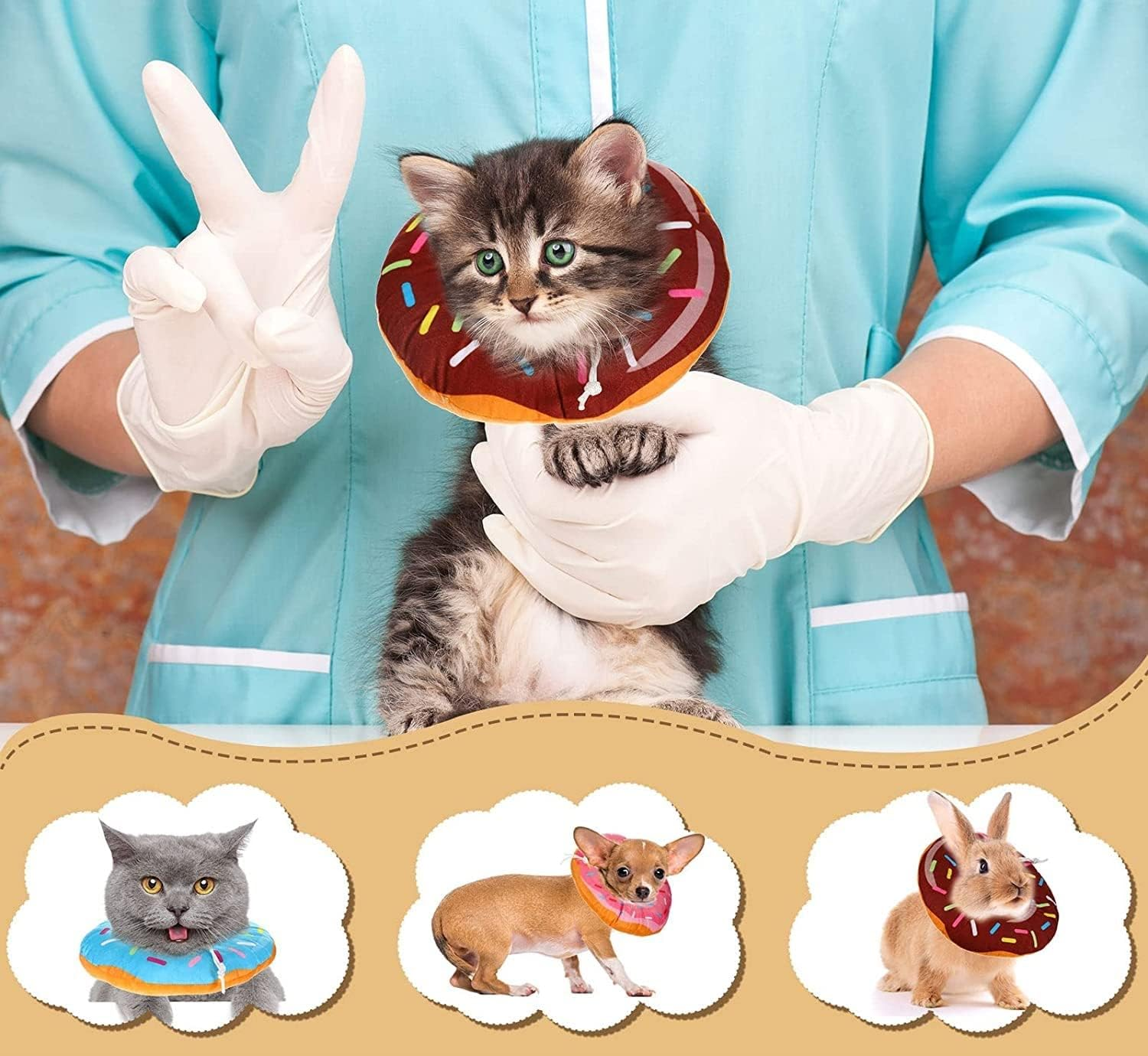 Voarge Cat Collar, Soft Soft Cat Protective Collar, Adjustable Cat Recovery Collar, anti Bite Safety Adjustable Protective Collar, for Pets Cats Puppies (M) image number 1