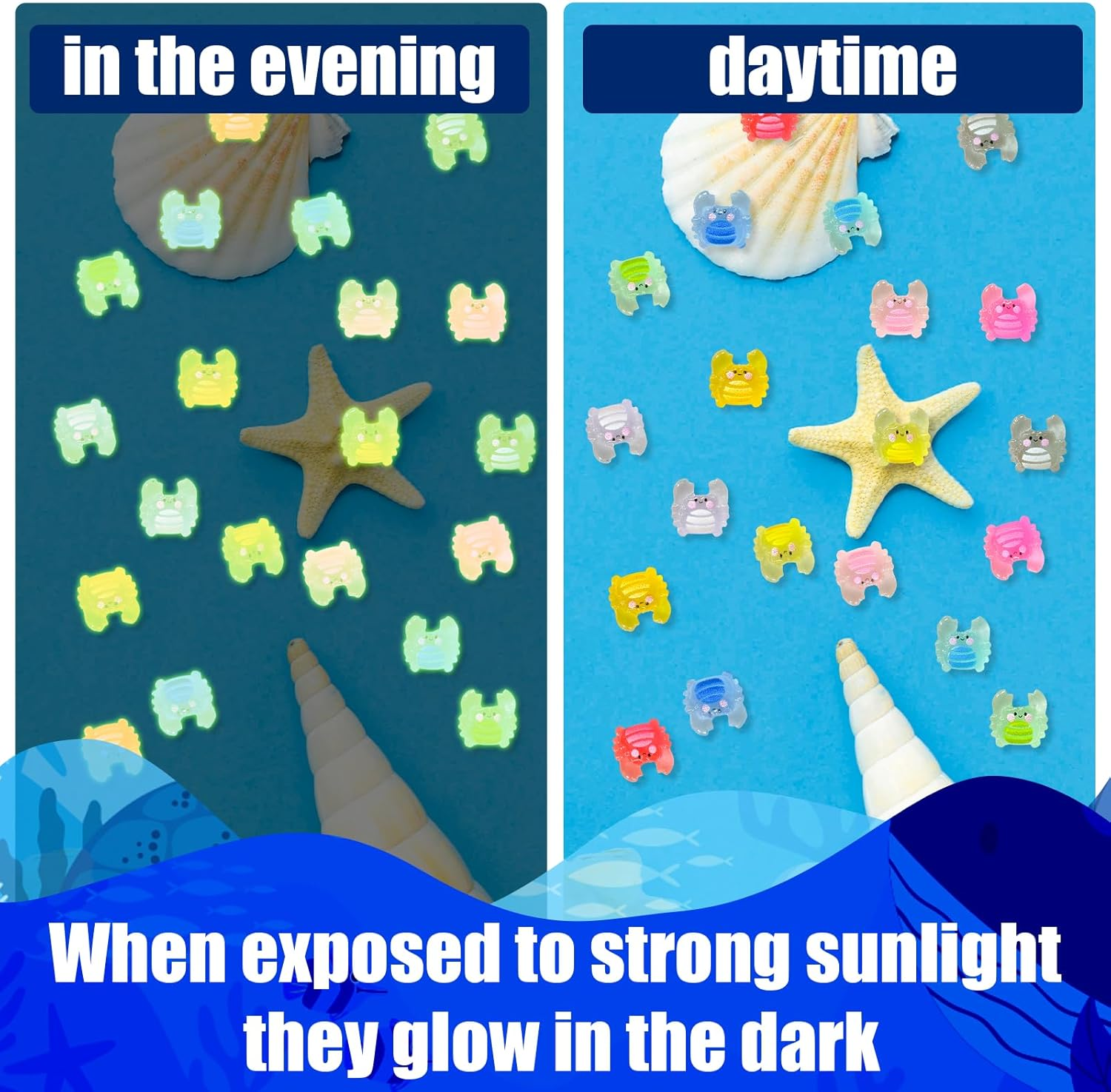 Mini Resin Crab, 200 PCS Luminous Tiny Resin Animals for Garden Micro Landscape Aquarium Potted Dollhouse Decor (10 Colors Mixed) image number 1