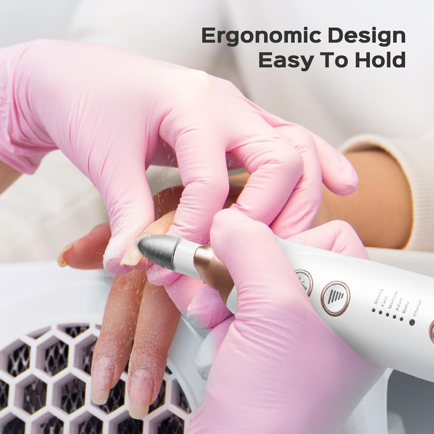 COSLUS Professional Manicure Pedicure Kit Cordless: 8 in 1 Electric Nail File Set, 5 Speed Nail Drill Grinder for Thick Nail Toenail Cuticle, LED Hand Foot Care Trimmer Buffer for Women Men Baby Pets image number 4