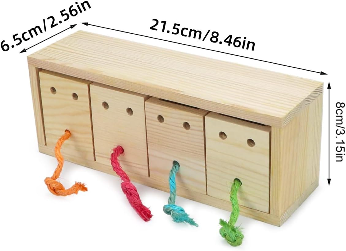 Jade Deals Parrot Foraging Toy - Educational Training Bite Toy, 8.5&times;2.6&times;3.1In Pine Wood & Cotton Rope, Interactive Feeder for Small Birds image number 4