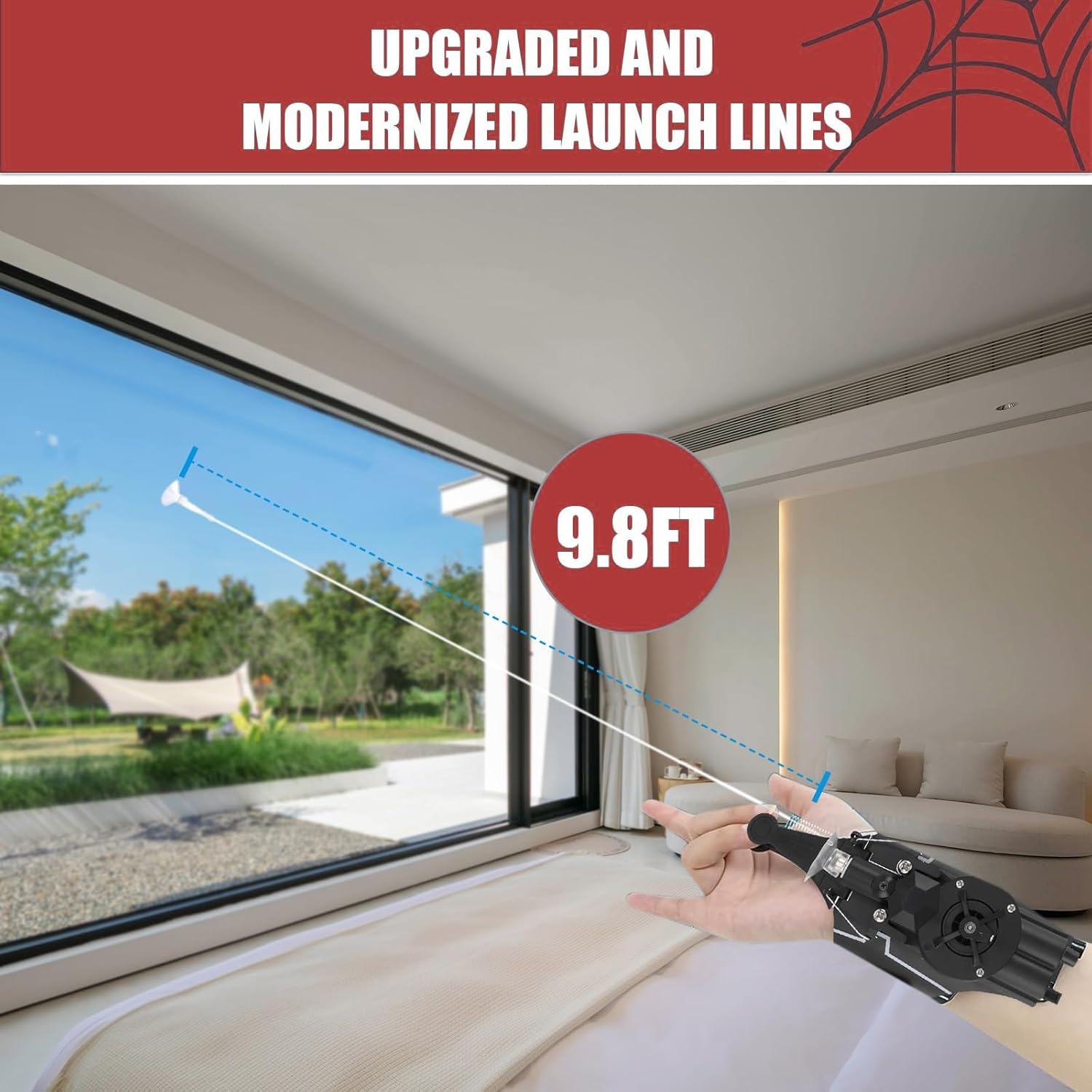 Spider Web Launcher String Shooters Toy 2.0 Upgrade, Spider Launcher Glove with 9.8-Foot Range, Cool Gadgets Spider Real Silk Superhero Role-Play Cool Stuff Fun Gifts Fun Toys for Men & Teens (Black) image number 4