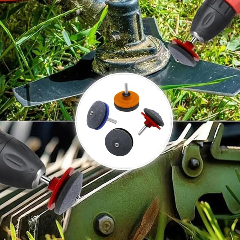 WADY 4Pcs Universal Lawn Mower Blade Sharpener & Balancer,Multi-Sharp Rotary Tool for Power Drill, Hand Drill, and Lawnmower Blades,Durable Lawn Mower Blade Sharpeners for Precision Sharpening image number 4