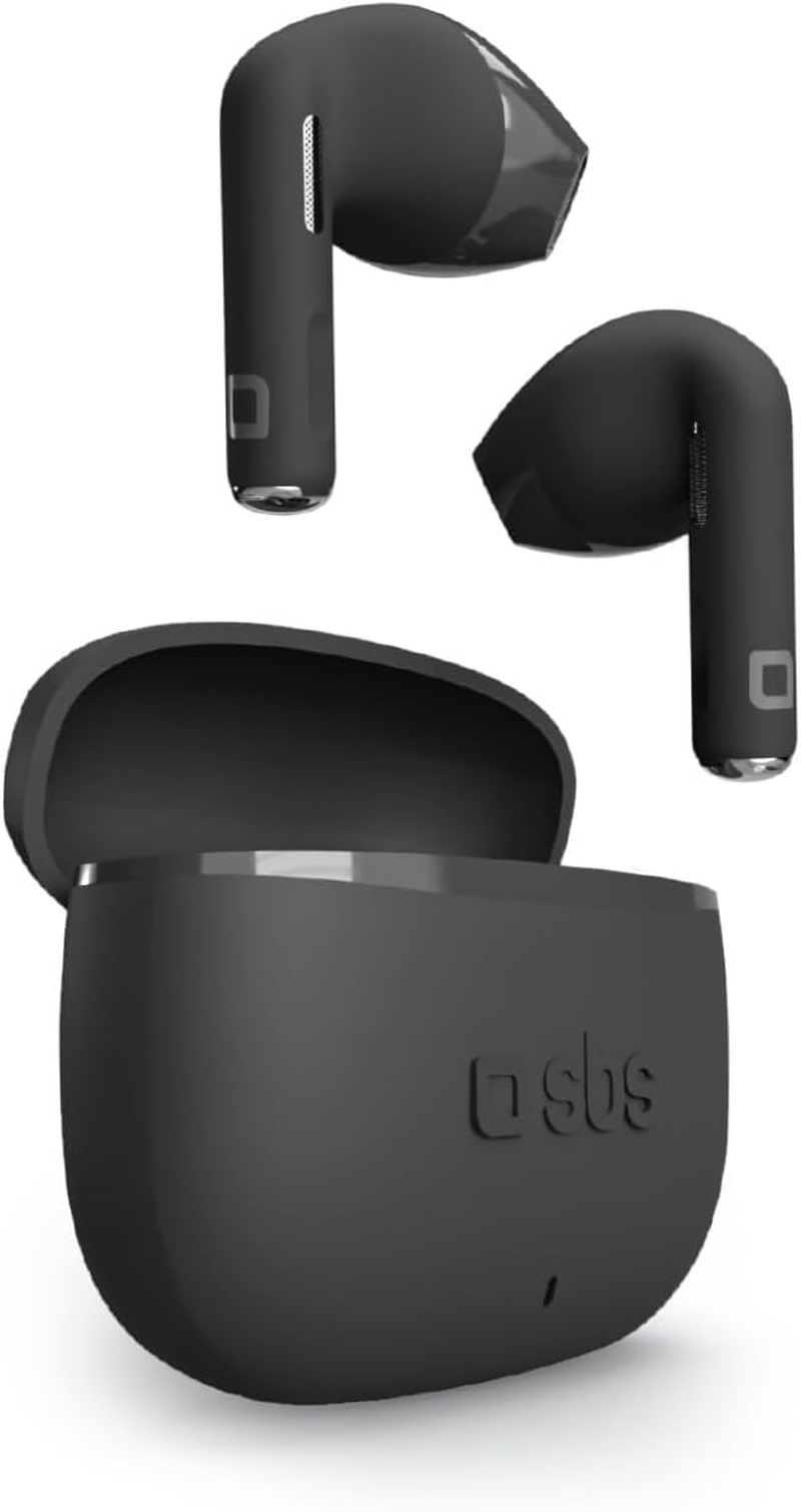 SBS Go Pods TWS Semi in Ear Headphones, True Wireless Stereo Charging Case, Built-In Microphone, Touch Control, for Smartphone, Tablet, Laptop, 12 Hours Playback, Black