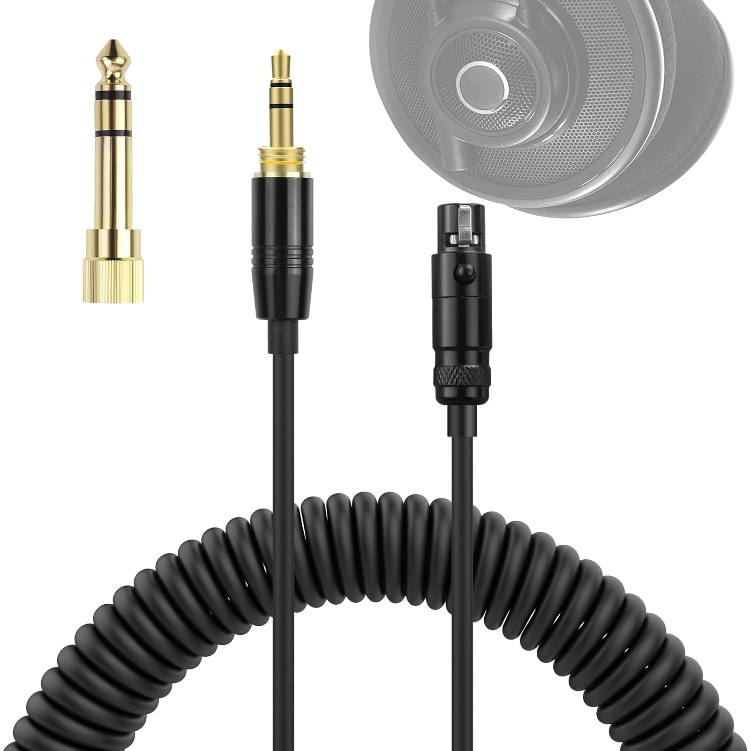 Replacement Coiled Audio Cord MINI XLR 3 Pin to 3.5 & 6.35Mm Wire Compatible with AKG K712 K701 K702 K271 K272 K275 K240 K241 K267 K141 K171 K175 K181 M220 and Pioneer HDJ-2000 Headphones (5~10Ft) image number 3
