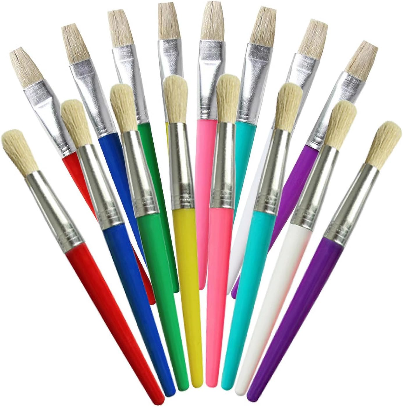 Kids Paint Brushes Set, 16 PCS round and Flat Preschool Brushes for Washable and Acrylic Paint image number 1