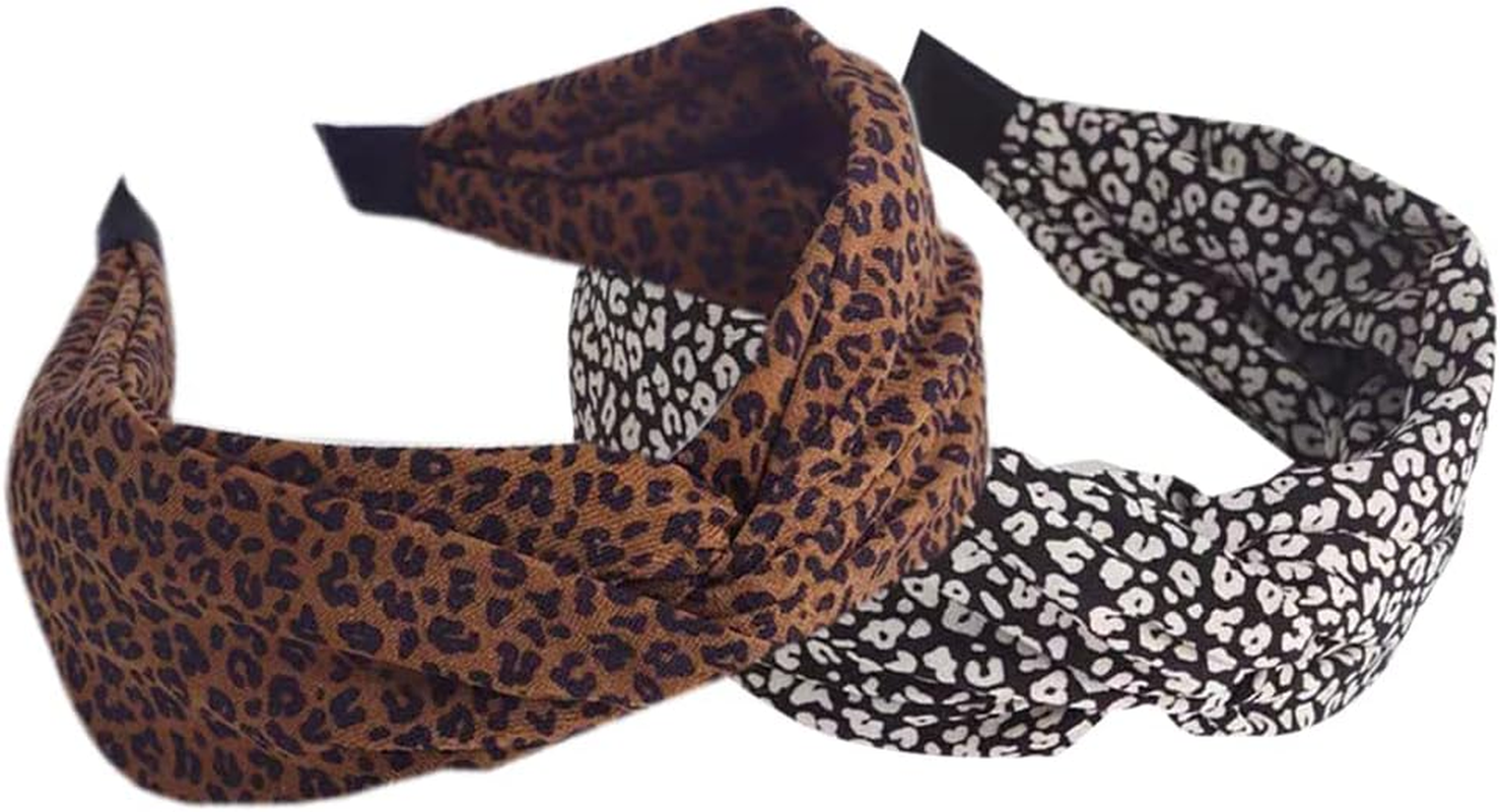 Wide Headband for Women Fabric Hair Band Alice Band Elastic Ladies Headbands Hair Accessories for Women and Girl (Widleaopard2) - Africa1 image number 2