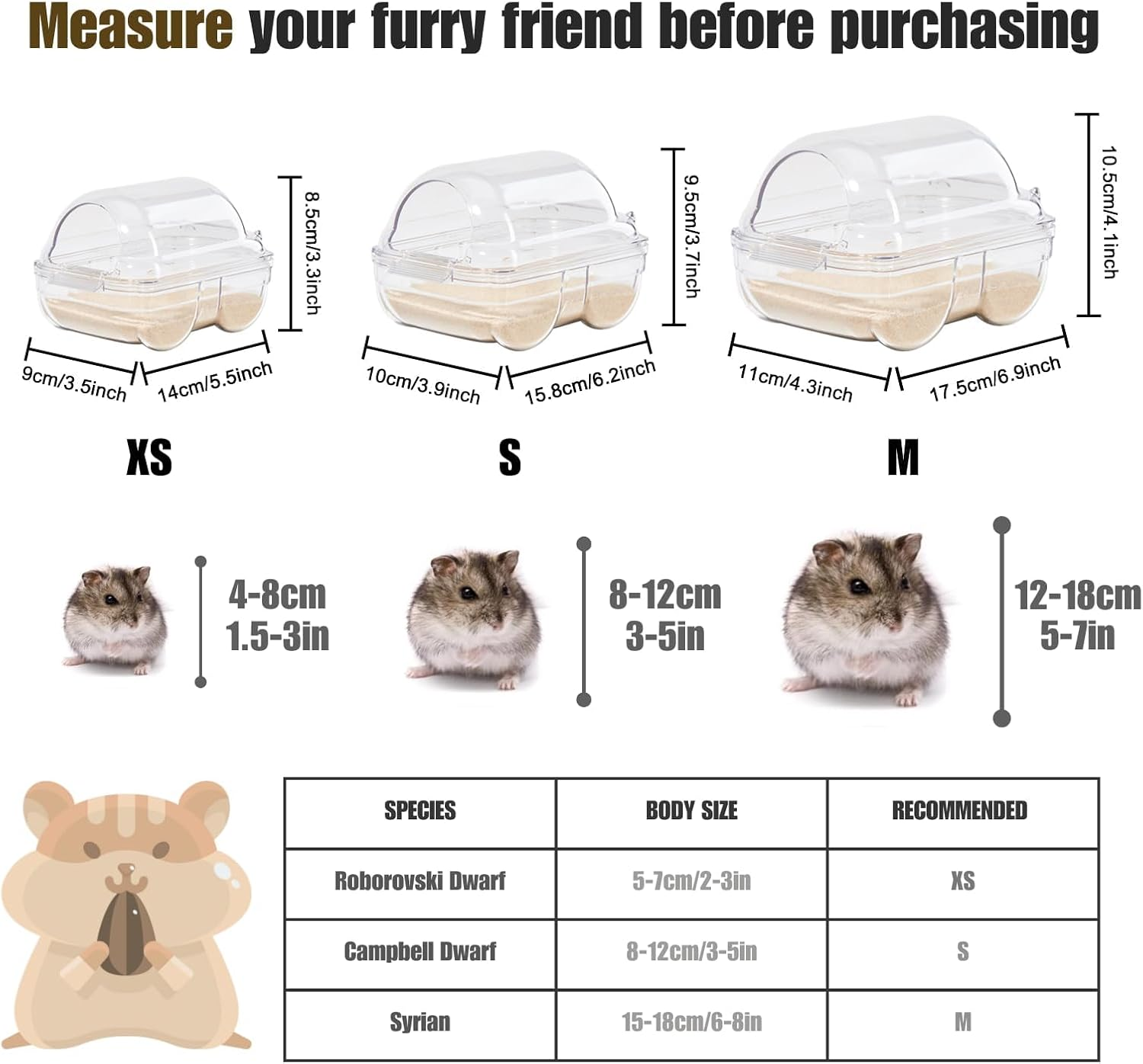 TOKAYIFE Hamster Sand Bath, Hamster Toilet, Hamster Sand Bathroom, Container Small Animal Sauna Sandpit for Syrian Dwarf Hamster Gerbil Rat Chipmunk (M (6.9 * 4.3 * 4.1 Inch)) image number 5