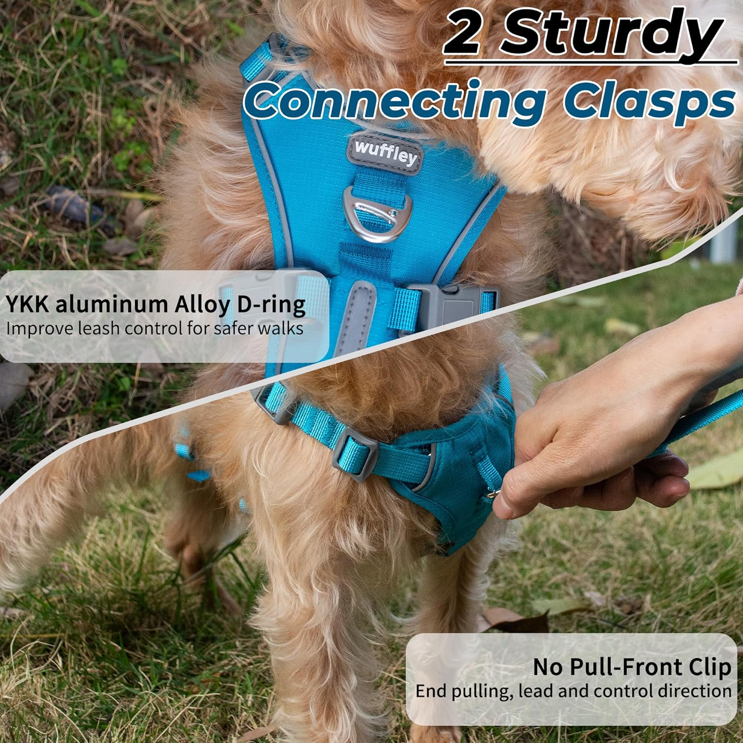 Escape Proof Dog Harness and Leash Set, Lightweight Dog Harness with Lift and Assist Handle, No Pull Reflective Pet Vest for Small Medium Dogs, Ideal for Puppy Walking and Training (Blue, XS) image number 3