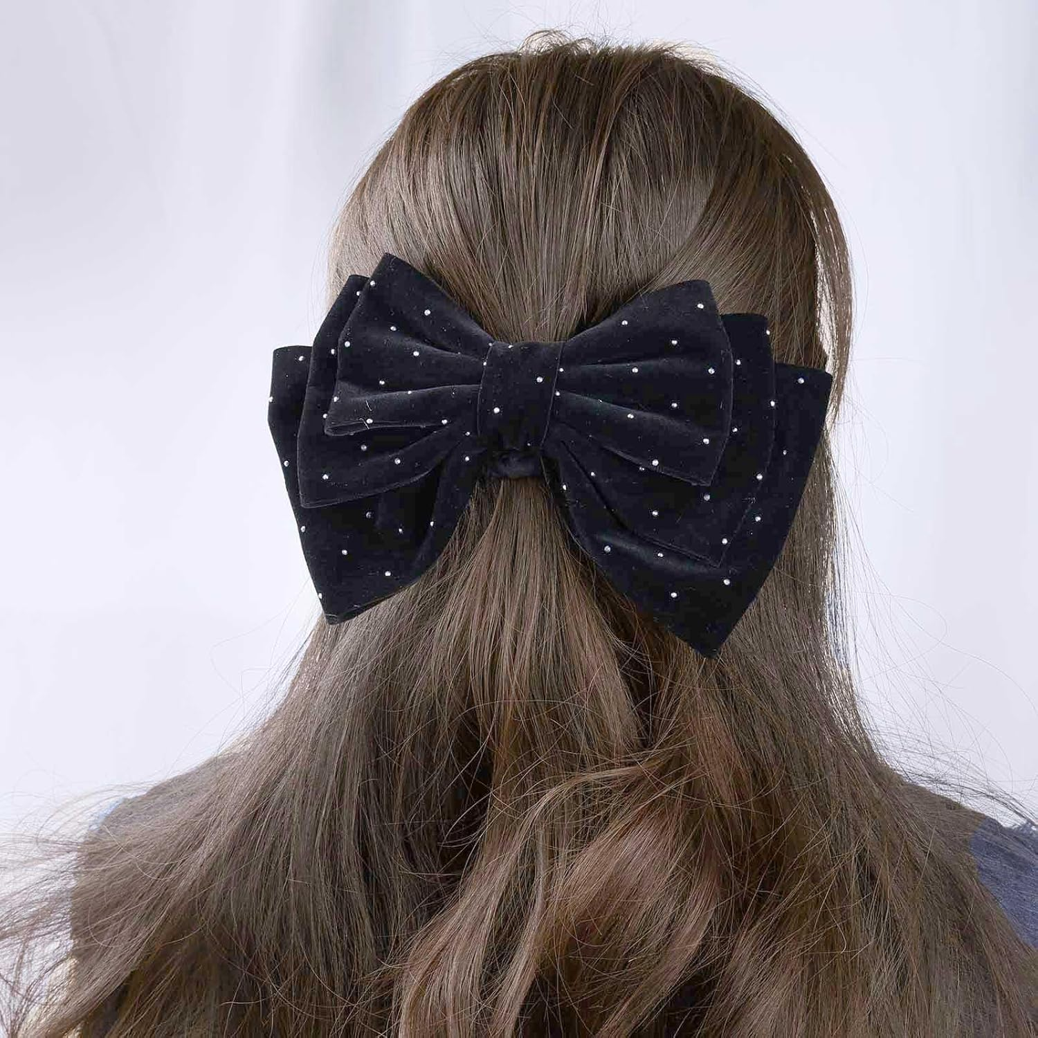 Large Hair Bows Women Velvet Bow Hair Clips Glitter Bow Clips Cute Hair Bow Clips French Hair Band Bow Crystal Bows Party Wedding Barrette Bowknot Black Red