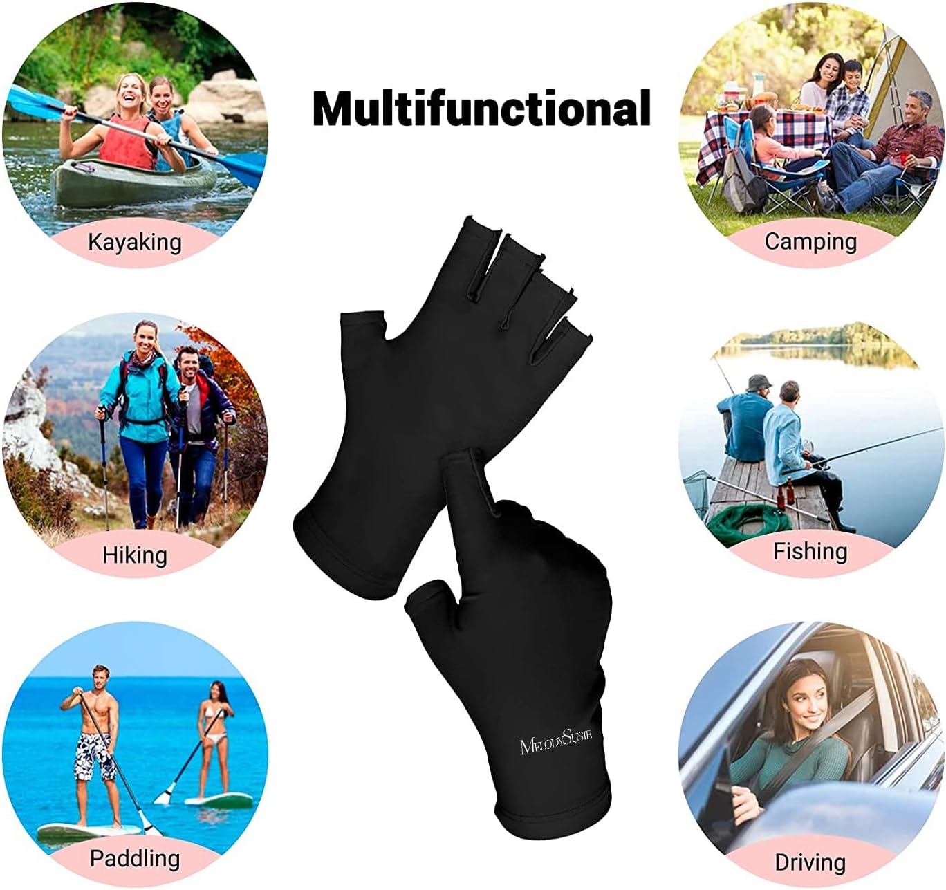 Melodysusie UV Gloves for Gel Nail Lamp, Professional UPF50+ UV Protection Gloves for Manicures, Art Skin Care Fingerless Glove for Women Men Protect Hands from Sun and Nail Dryer Harm (Black) image number 3