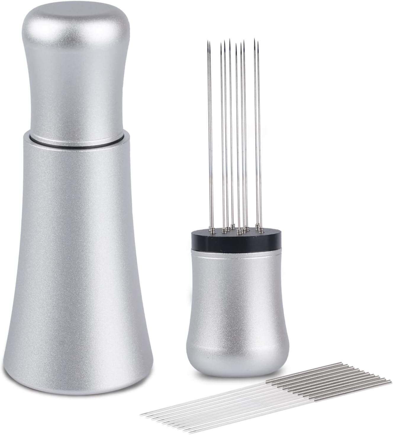 WDT Tool, Espresso Distribution Tools, 10 X 0.35Mm 304 Stainless Steel Needles Installed with 10 Extra Needles for Espresso Stirrer Replacement, Aluminum Alloy Handle with Stand&hellip; (Matte Black)