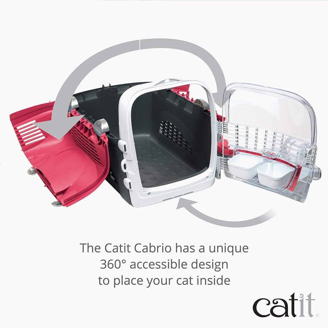 Catit Catit Cabrio Carrier, Cherry Red - Blue Grey image number 3