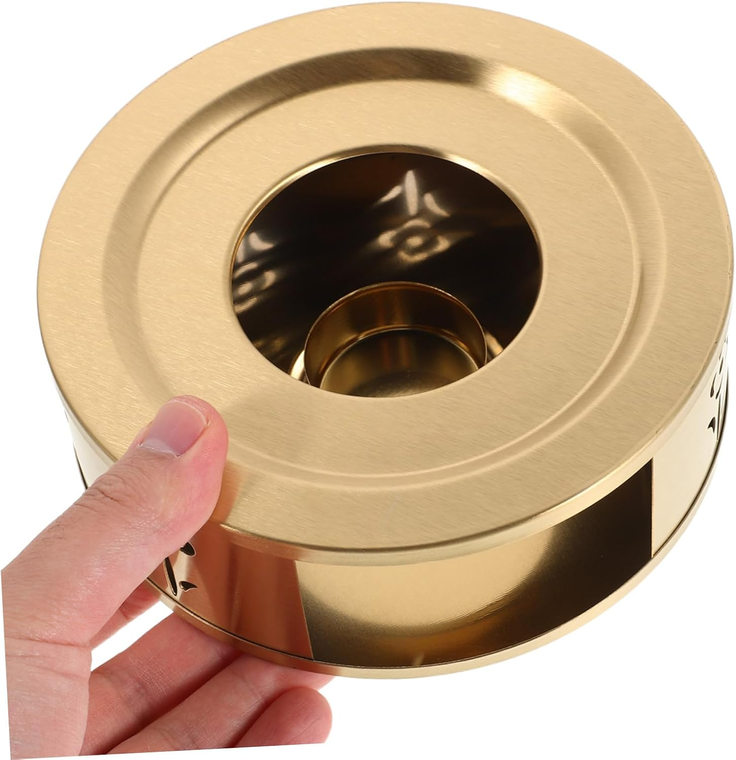 LOEFLIFA Stainless Steel Tea Warmer with Flower Pattern Tealight Holder Portable Warmer Base for Teapot Efficient Heat Maintenance for Coffee Espresso Milk for Indoor and Outdoor Use image number 4