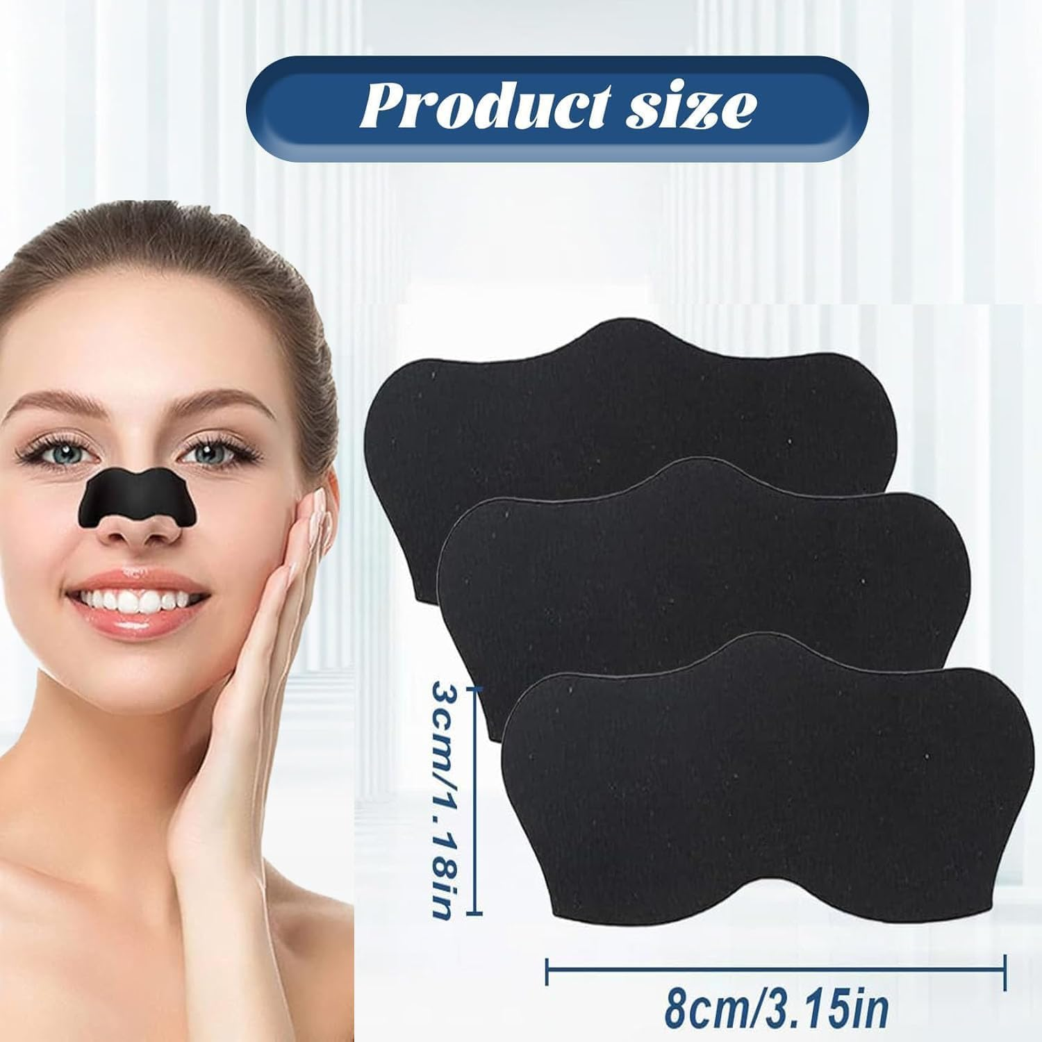 Limcryspp 100 Deep Pore-Cleaning Patches, Natural Charcoal Nose Patches, Large Nostril Patches, Facial Blackhead Remover, Instantly Remove Blackheads and Clean Pores, Facial Beauty Care image number 2