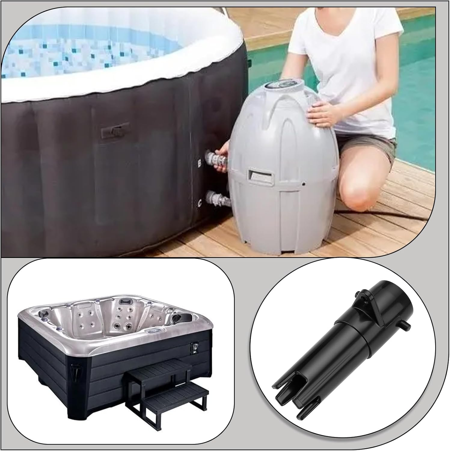 VGOL 2Pcs Tub Inflation Deflation Hose Adapter Valve Replacement Deflation Valve Compatible with Bestway Compatible with Coleman Black image number 1