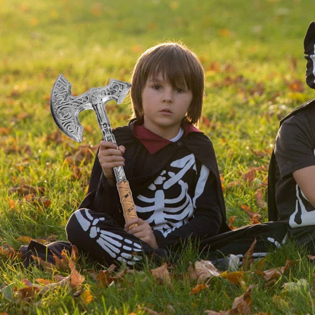 Holibanna 2Pcs Axe Costume Prop Fake Long Axe with Handle Halloween Lumberjack Cosplay Costume Trick Props Funny Decorations Silver image number 5