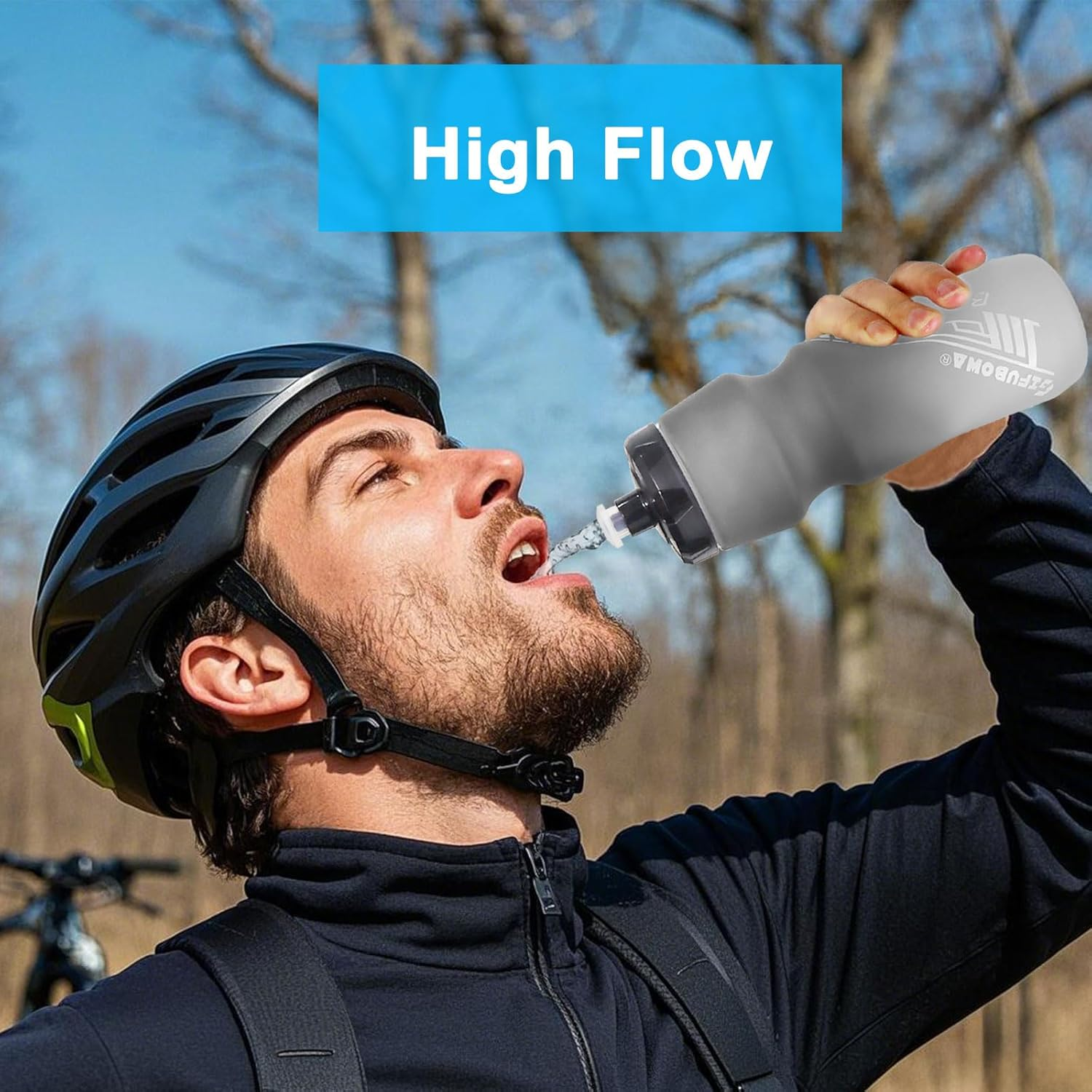 Bike Water Bottles 24Oz Lightweight Mountain Cycling Squeeze Sports Drink Cup 2 Pack image number 3